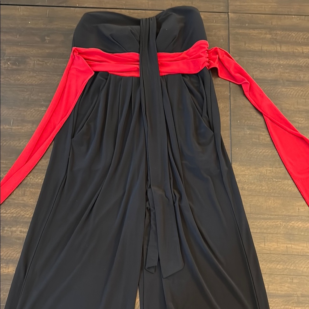 Elegant Black and Red Strapless Dress